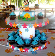 I made a custom Kai Lan cake and cupcake spread for a little girl who turned . (kai lan )