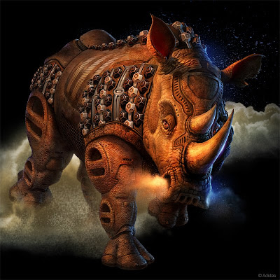 Nosorožec Charging+Rhinoceros