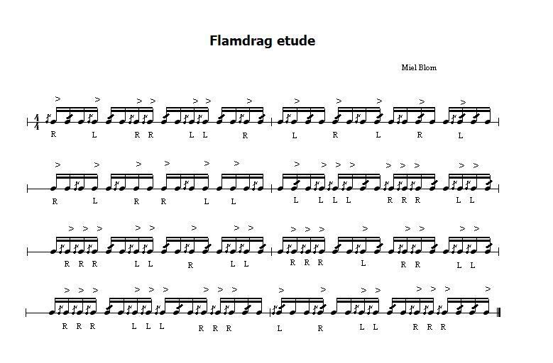 Percussion and Drum Stuff Snare Drum Sheet Music Flam Drag Etude
