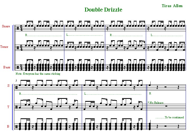 percussion and drum stuff drumline sheet music double drizzle cadence