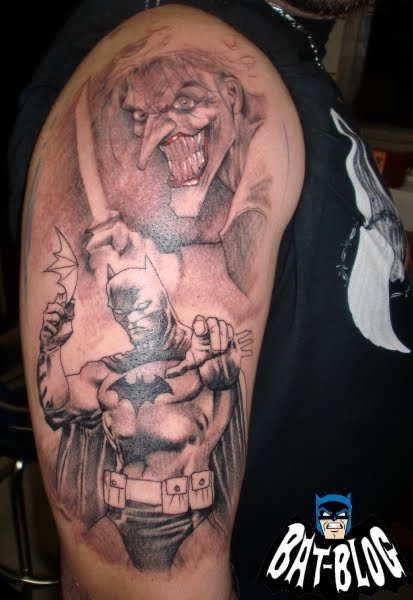  a BATMAN AND JOKER Tattoo he just got I mean he literally just got it