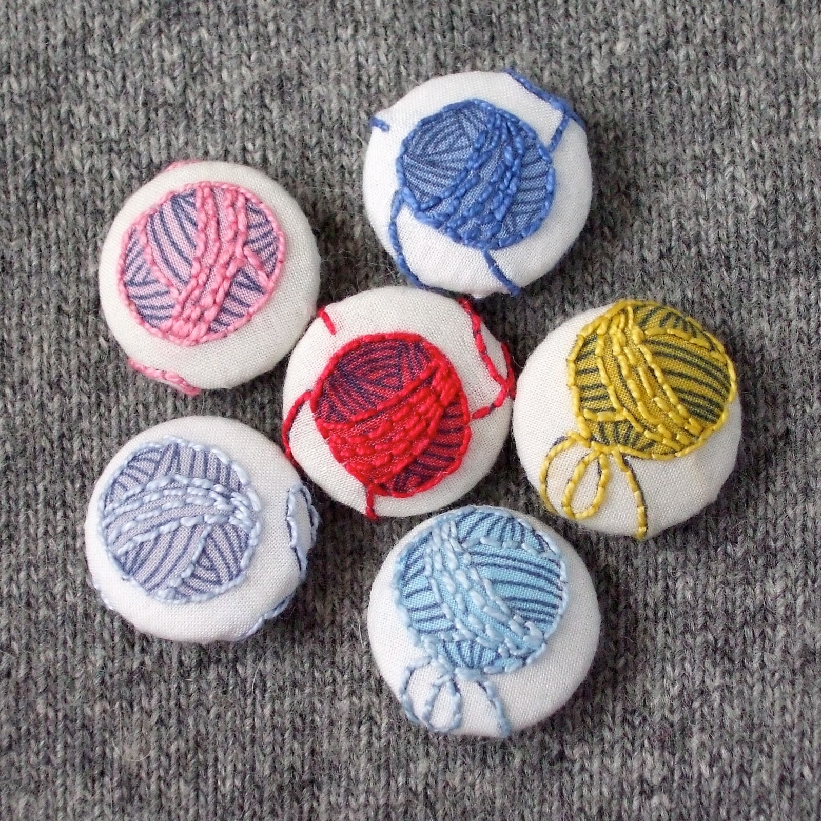 teasemade Embroidered Scissor & Yarn Buttons