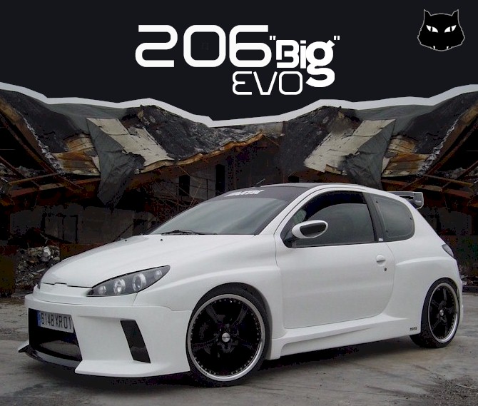 Peugeot 206 big evo white is a cars that almost every tuning company tries 