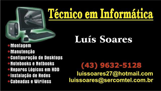 LUÍS SOARES - Técnico em Montagem, Configuração e Manutenção em Computadores Londrina-PR