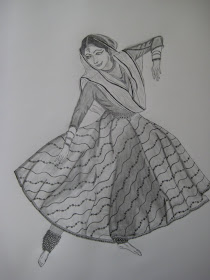 Pencil Sketches And Paintings Kathak Dancer