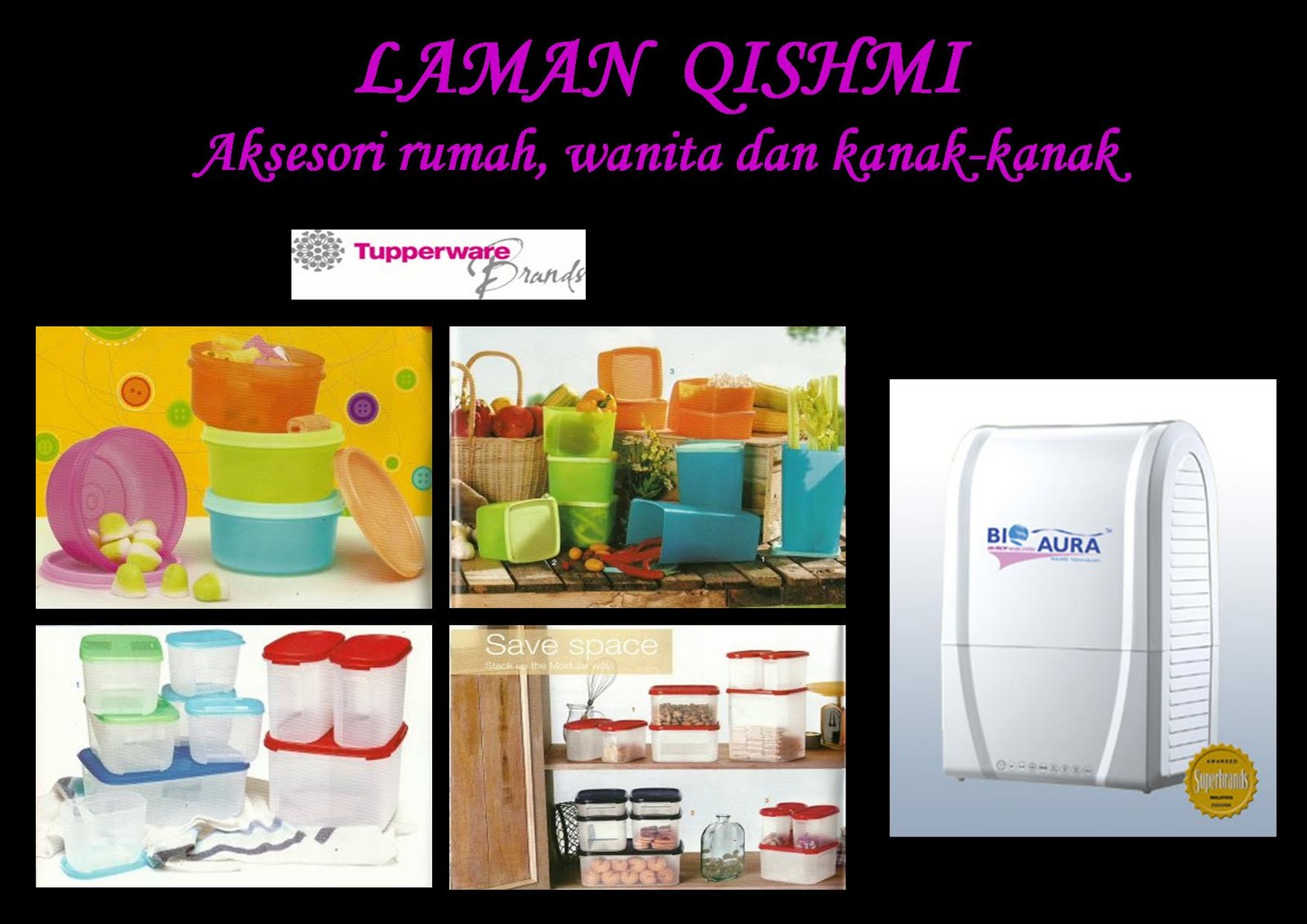 Barangan tupperware, aksesori rumah, aksesori wanita dan aksesori kanak-kanak