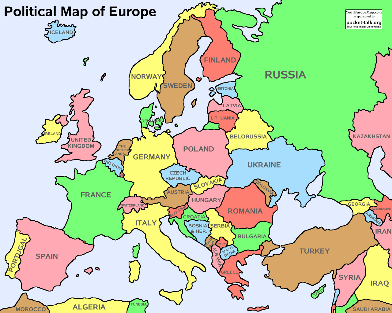 Map Of Europe Showing Switzerland