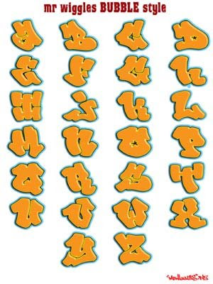 Yellow Letter A-Z in Alphabet Graffiti Yellow Letter A-Z in Alphabet Graffiti