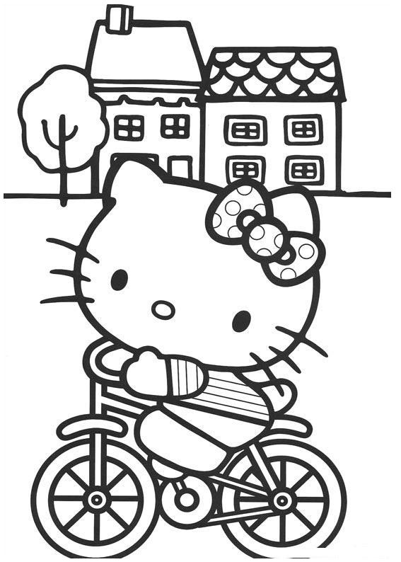 Hello Kitty "Fun Bike" Coloring Pages