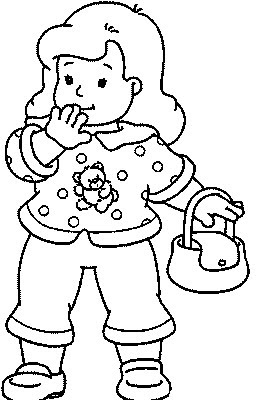 Girl with a Purse - Kids Coloring Pages Girl with a Purse - Kids Coloring Pages