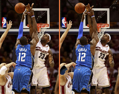 dwight howard. James Blocks Dwight Howard