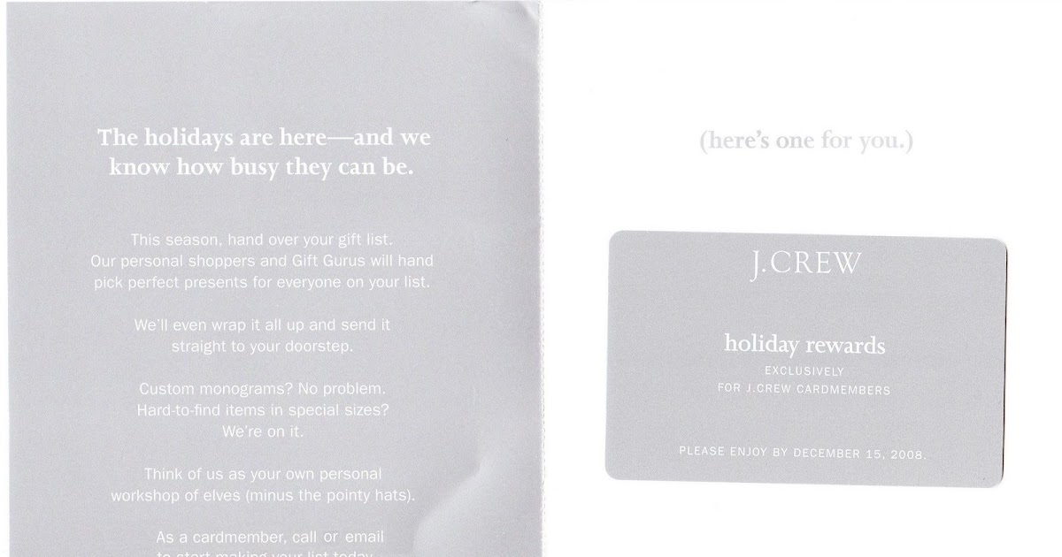 J.Crew Aficionada J.Crew Card Members Holiday Rewards )