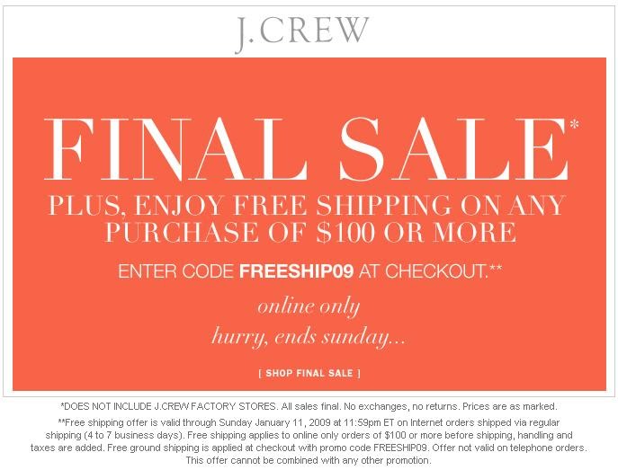 J.Crew Aficionada J.Crew Email Free Shipping On Orders Of 100+ )