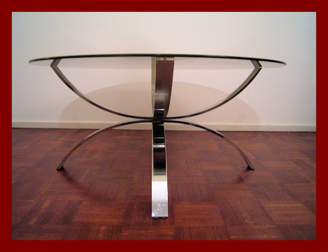 CHROMED COFFEE TABLE -ROUND SMOKED TOP GLASS - Circa 1960 France - Price: SOLD