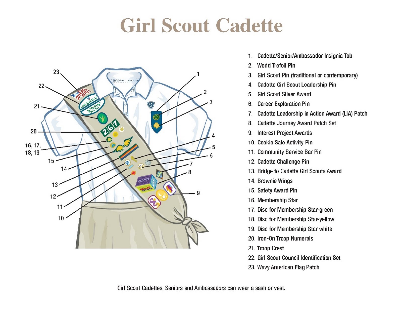 Girl Scout Troop 1905 Cadette Sash and Vest