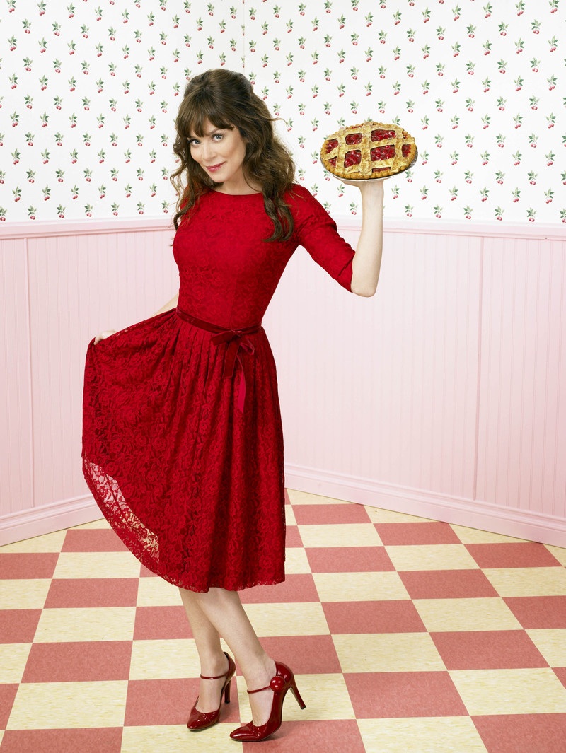 red lace vintage dress