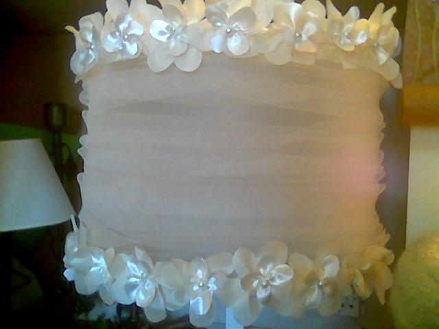 Techo tul y flores raso, gasa y perlas