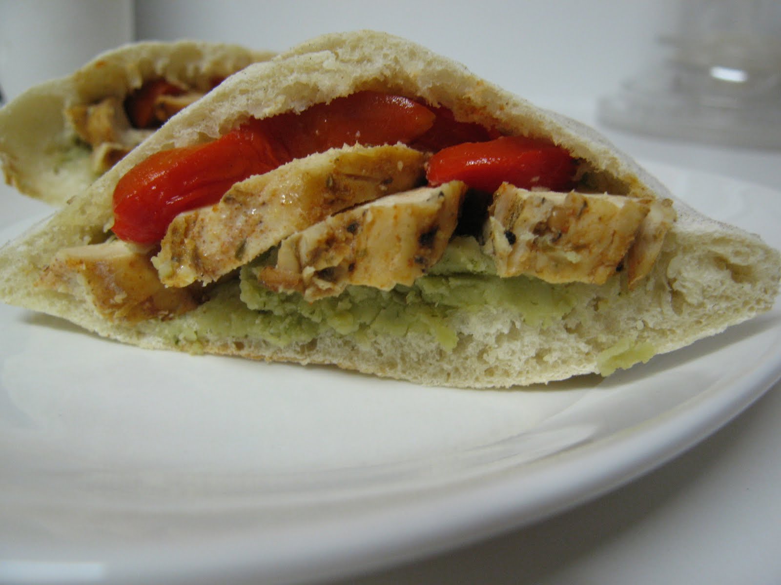 The Saucy Kitchen: Grilled Chicken Pita Sandwich with Basil Spread