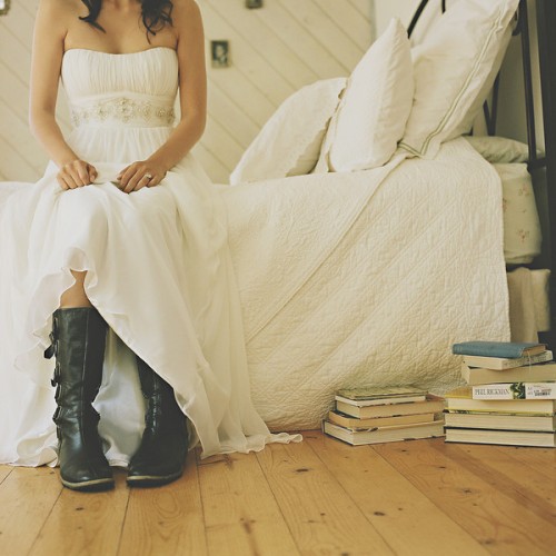 boots under wedding dress
