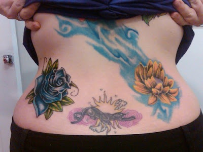 fower Back Blue Roses Tattoo Design