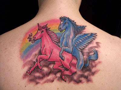 Pictures Of Good Unicorn Tattoos Designs Two Unicorn and Rainbow Tattoo 