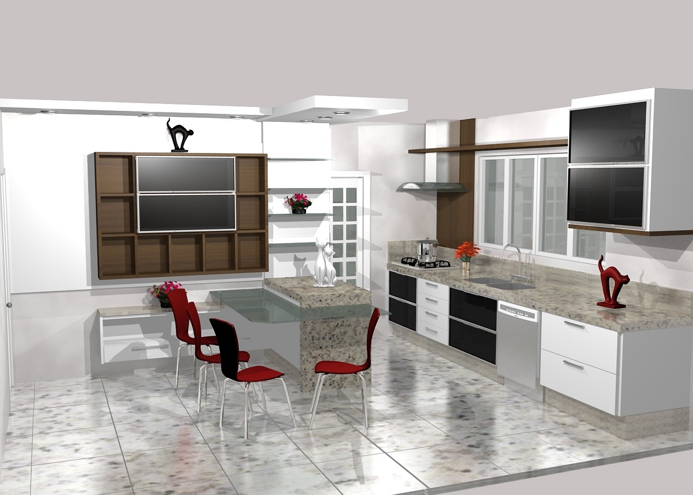 #A73124 3D MARCENARIA PORTAS DE CORRER HOME THEATER CLOSET ARMÁRIOS COZINHAS 1400x1000 px Projetos De Cozinhas Sob Medidas #747 imagens