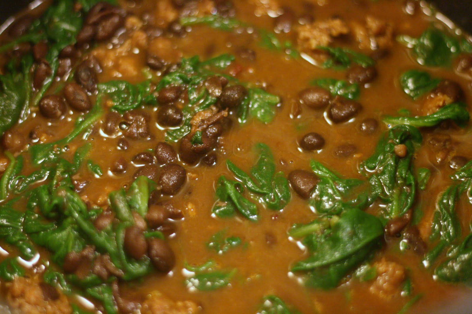 Laine's Recipe Box Mexican Beans with Chorizo and Greens