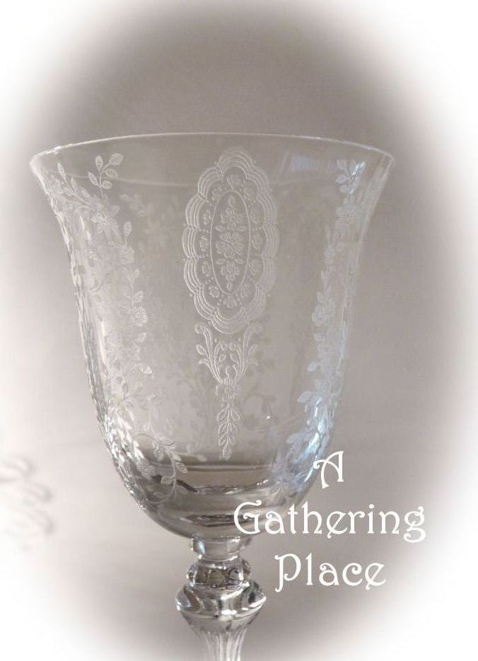 Tiffin Crystal JUNE NIGHT Water Goblets SET OF TWO 