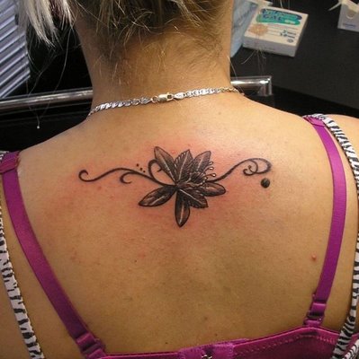 flowers tattoos black. butterfly and flower tattoo.