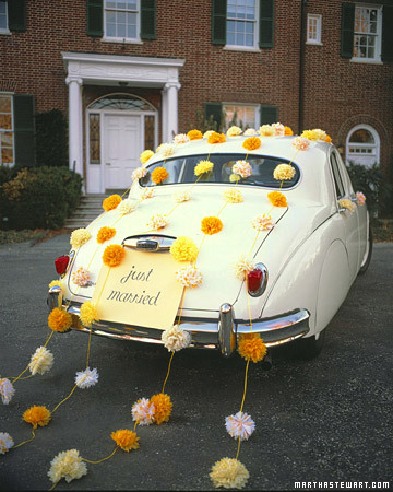 DIY PomPom Car Decoration Guests will cheer you on when you zip away 
