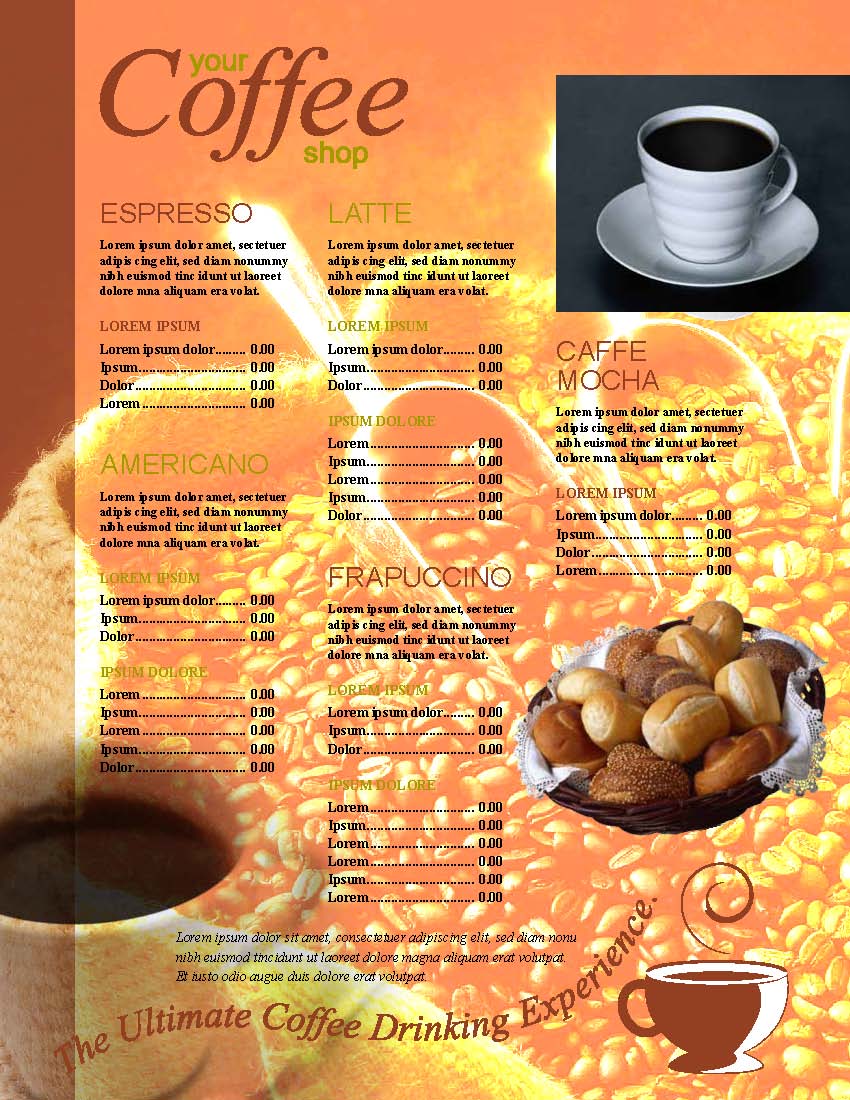 Curso de Diseño Gráfico InDesign 4. Menú de cafetería.