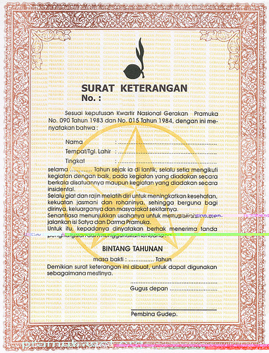 GERAKAN PRAMUKA: Contoh Sertifikat Bintang Tahunan Penegak