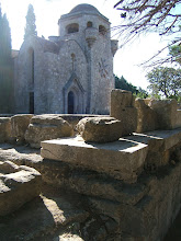 Filerimos monastery with Greek ruins in front