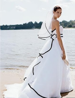 wedding dress with black accents