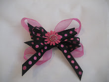Hot Pink\Black bow #B28
