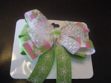 Green/White/Pink Bow #B11