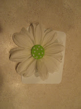 White flower with green polka dot center #F4