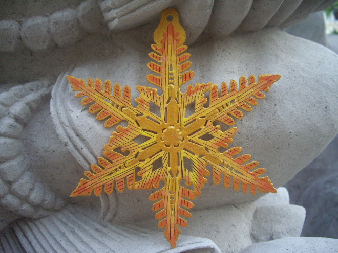 MAGICAL SNOWFLAKE-STAR, WAYANG-KULIT-STYLE HANGING CHRISTMAS TREE ORNAMENT, HANDMADE IN BALI