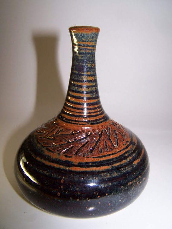 Carved Stoneware Bottle