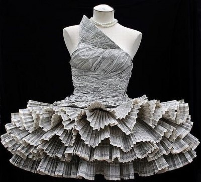   Recycled Material on Dress Made From Old Phonebooks By Jolis Paons