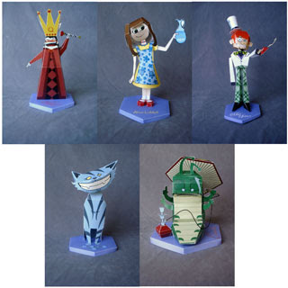 Alice in Wonderland Papercraft Set