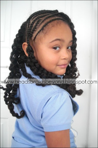 side cornrows with braid- natural