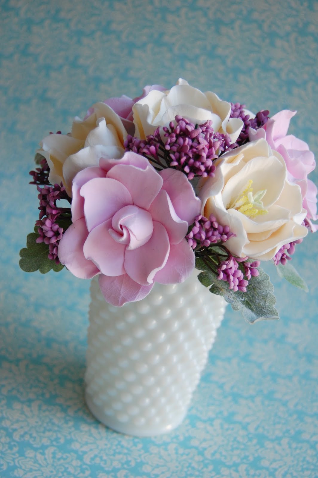 vintage milk glass flower arrangements floral Handmade PaPer FloweRs by Maria Noble