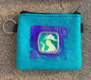 embellished felted bag pouch