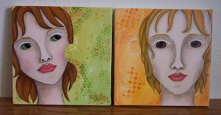 flowers face girl painting acrylic canvas art original mixed media