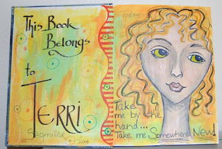 art journal page spread face girl