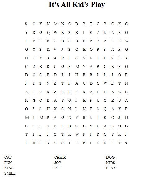 It's All Kid's Play #242 Make Your Own Word Search