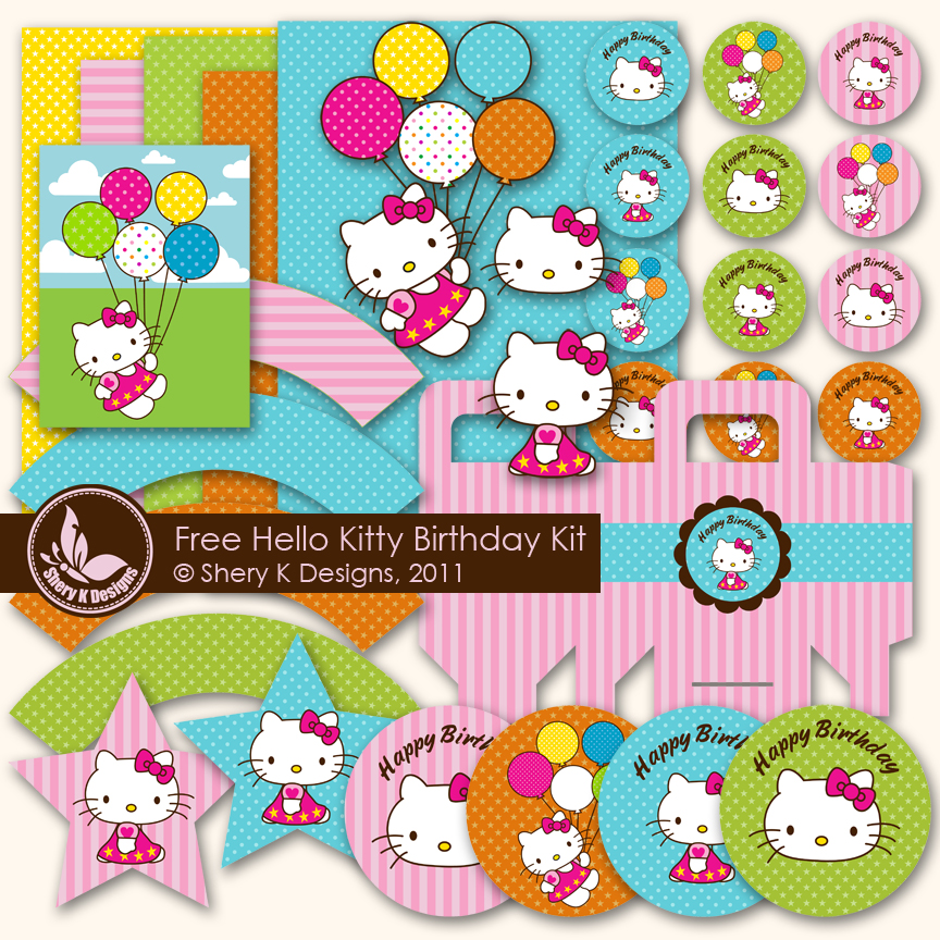 Shery K Designs: Free SVG and Printable Hello Kitty Birthday Kit