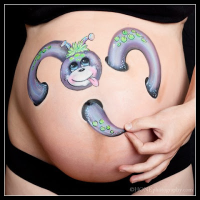 Funny Theme For Pregnant Woman In Body Art Painting