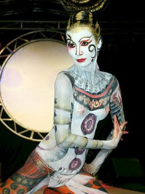 Body Painting Art Picture With Dark Background